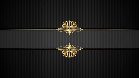 Luxury black background with gold ornaments. Vector illustrationのイラスト素材