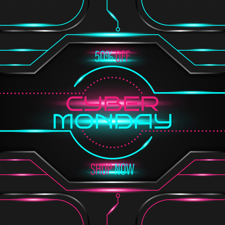 Cyber Monday sale banner template for business promotion vector illustrationのイラスト素材