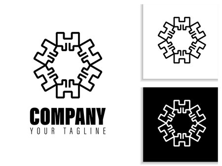 simple geometric logo design in black and whiteのイラスト素材
