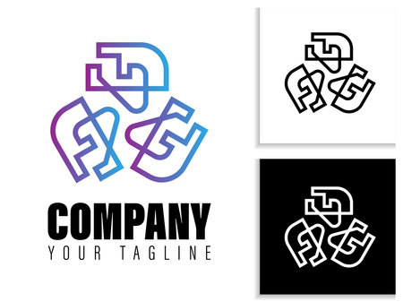 simple geometric logo design in gradient colorのイラスト素材