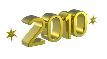 New Year 2010, 3d render, isolated on white