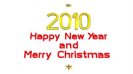 Merry Christmas and happy New Year 2010, 3d render, isolated on white