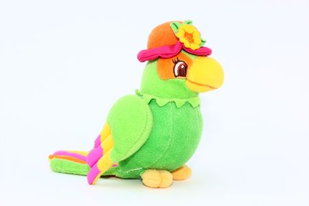 colorful parrot, child toy of plush, isolatedの写真素材