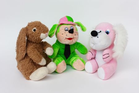 three little friends, child toys of plushの写真素材