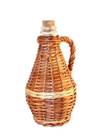 Little wattled wicker bottle, isolated on whiteの写真素材