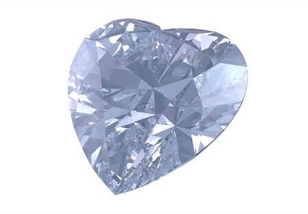 Heart shaped diamond isolated on whiteの写真素材
