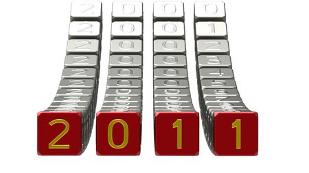 field of numbers from 2010 to 2011, 3d render, background