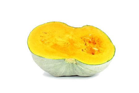 Piece of ripe pumpkin isolated on whiteの写真素材