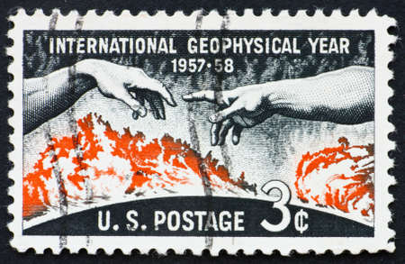 UNITED STATES OF AMERICA - CIRCA 1958: a stamp printed in the United States of America shows Solar...