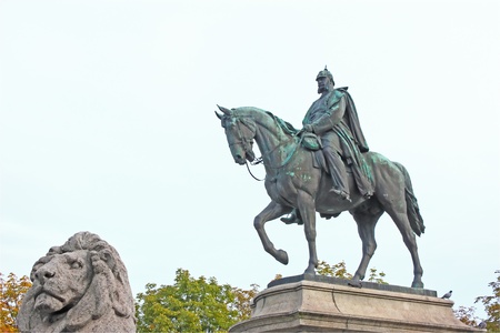 Monument of horseman Wilhelm I, Kaiser of the German Empireのeditorial素材