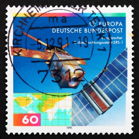 GERMANY - CIRCA 1991: a stamp printed in the Germany shows European Remote Sensing Satellite ERS-1,...