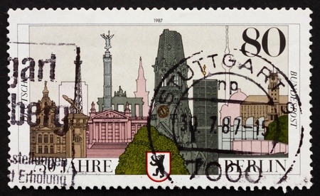 GERMANY - CIRCA 1987: a stamp printed in the Germany shows City of Berlin, 750th Anniversary, circa 1987の写真素材