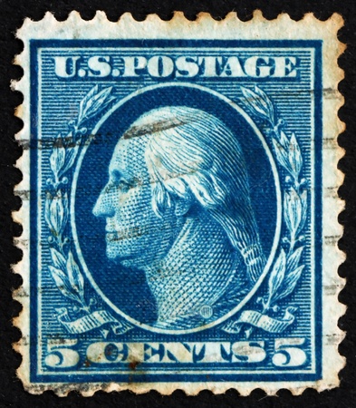 UNITED STATES OF AMERICA - CIRCA 1911: a stamp printed in the United States of America shows George Washington, first president of USA 1789-1797, circa 1911のeditorial素材