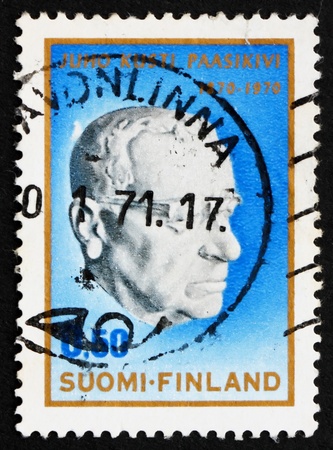 FINLAND - CIRCA 1970: a stamp printed in the Finland shows Juho Kusti Paasikivi by Essi Renavall, 7th President of Finland, circa 1970のeditorial素材