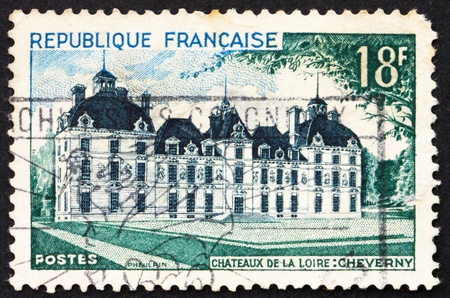 FRANCE - CIRCA 1954: a stamp printed in the France shows Cheverny Chateau, circa 1954の写真素材