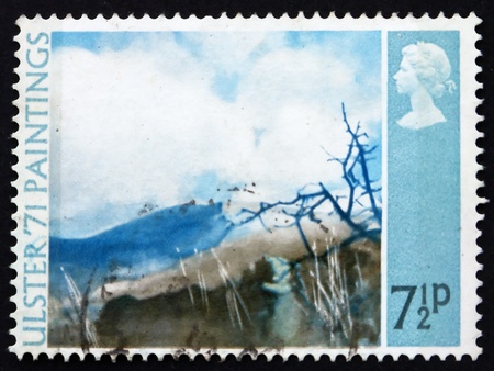 GREAT BRITAIN - CIRCA 1971: a stamp printed in the Great Britain shows Deers Meadow, by Thomas Carr, Painting from Northern Ireland, circa 1971の写真素材