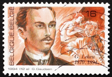 BELGIUM - CIRCA 1994: a stamp printed in the Belgium shows Guillaume Lekeu, Composer, circa 1994のeditorial素材