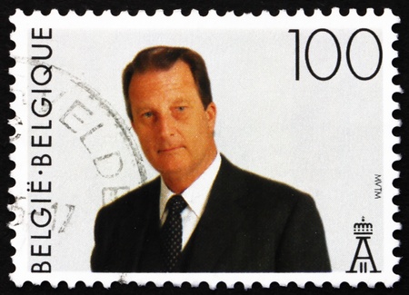 BELGIUM - CIRCA 1994: a stamp printed in the Belgium shows King Albert II, Belgian king, circa 1994のeditorial素材