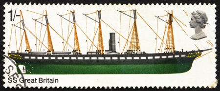 GREAT BRITAIN  CIRCA 1969: a stamp printed in the Great Britain shows S.S. Great Britain, British Ship, circa 1969のeditorial素材