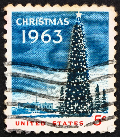 UNITED STATES OF AMERICA - CIRCA 1963: a stamp printed in the USA shows National Christmas Tree and...