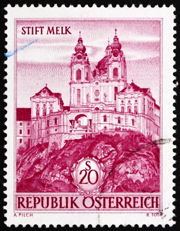 AUSTRIA - CIRCA 1963: a stamp printed in the Austria shows Melk Abbey, Austria, circa 1963のeditorial素材