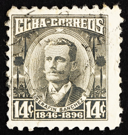 CUBA - CIRCA 1956: a stamp printed in the Cuba shows Serafin Sanchez Valdivia, General, circa 1956のeditorial素材
