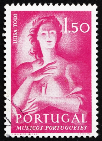 PORTUGAL - CIRCA 1974: a stamp printed in the Portugal shows Luisa Todi, Singer, circa 1974のeditorial素材