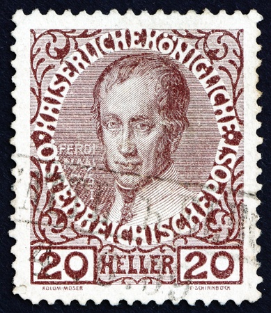 AUSTRIA - CIRCA 1913: a stamp printed in the Austria shows Ferdinand I, Emperor of Austria, circa 1913のeditorial素材
