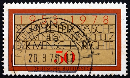 GERMANY - CIRCA 1978: a stamp printed in the Germany shows European Human Rights Convention, 25th...