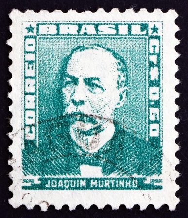BRAZIL - CIRCA 1954: a stamp printed in the Brazil shows Joaquim Duarte Murtinho, Politician, circa 1954のeditorial素材
