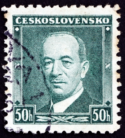 CZECHOSLOVAKIA - CIRCA 1936: a stamp printed in the Czechoslovakia shows Edvard Benes, Second President of Czechoslovakia, circa 1936のeditorial素材