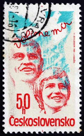 CZECHOSLOVAKIA - CIRCA 1981: a stamp printed in the Czechoslovakia shows National Assembly Elections, circa 1981のeditorial素材