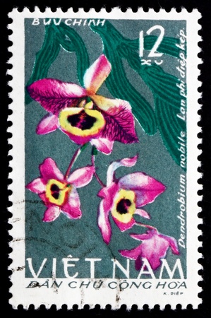VIETNAM - CIRCA 1966: a stamp printed in Vietnam shows The Noble Dendrobium, Dendrobium Nobile, Orchid, Flower, circa 1966のeditorial素材