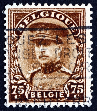 BELGIUM - CIRCA 1932: a stamp printed in the Belgium shows King Albert I of Belgium, circa 1932のeditorial素材