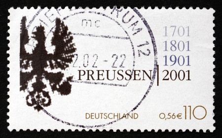 GERMANY - CIRCA 2001: a stamp printed in the Germany shows Coat of Arms of Kingdom of Prussia, 300th Anniversary, circa 2001のeditorial素材