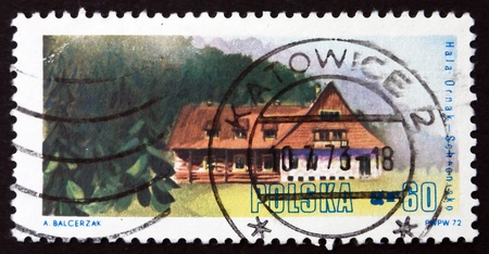 POLAND - CIRCA 1972: a stamp printed in the Poland shows Hala Ornak, West Tatra, Mountain Lodge in...