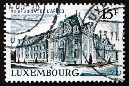 LUXEMBOURG - CIRCA 1971: a stamp printed in the Luxembourg shows ARBED Steel Corporation Headquarters, Luxembourg, circa 1971のeditorial素材