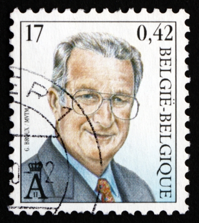 BELGIUM - CIRCA 2000: a stamp printed in the Belgium shows King Albert II of Belgium, circa 2000のeditorial素材