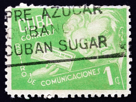 CUBA - CIRCA 1945: a stamp printed in the Cuba shows Aged Couple, circa 1945のeditorial素材