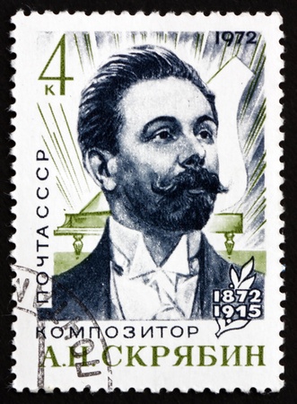 RUSSIA - CIRCA 1972: a stamp printed in the Russia shows Alexander Nikolayevich Scriabin, Russian Composer and Pianist, circa 1972のeditorial素材