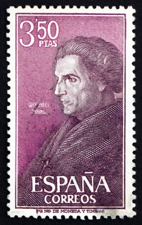 SPAIN - CIRCA 1967: a stamp printed in the Spain shows Jose de Acosta, Jesuit Missionary and Naturalist, circa 1967のeditorial素材