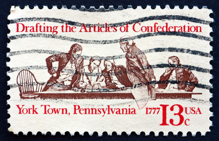 UNITED STATES OF AMERICA - CIRCA 1977: a stamp printed in the USA shows Members of Continental...