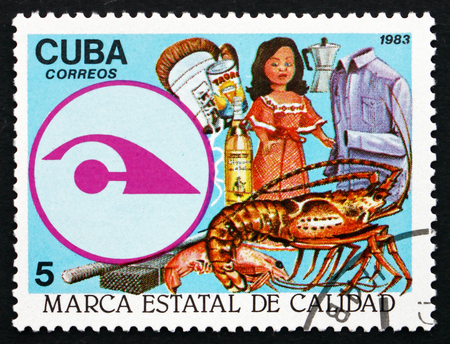 CUBA - CIRCA 1983: a stamp printed in the Cuba shows State Quality Seal, circa 1983のeditorial素材