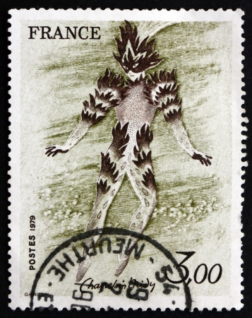 FRANCE - CIRCA 1979: a stamp printed in the France shows Fire Dancer from the Magic Flute, by Chaplain Midy, circa 1979のeditorial素材