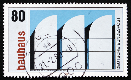 GERMANY - CIRCA 1983: a stamp printed in the Germany shows Bauhaus Archives, Berlin, 1979, Bauhaus Architecture, circa 1983のeditorial素材