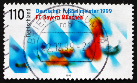 GERMANY - CIRCA 1999: a stamp printed in the Germany shows Bayern Munchen, 1999 German Soccer Champions, circa 1999のeditorial素材