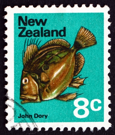 NEW ZEALAND - CIRCA 1970: a stamp printed in the New Zealand shows John Dory, Zeus Faber, fish, circa 1970のeditorial素材