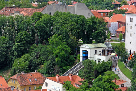 ZAGREB, CROATIA  JUNE 12, 2013  Zagreb Funicular, connecting the Ilica street with Strossmayer promenade, the funicular was built in 1890 のeditorial素材