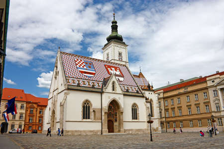 ZAGREB, CROATIA  JUNE 12, 2013  Church of St  Mark is parish church of old Zagreb located in St  Markのeditorial素材