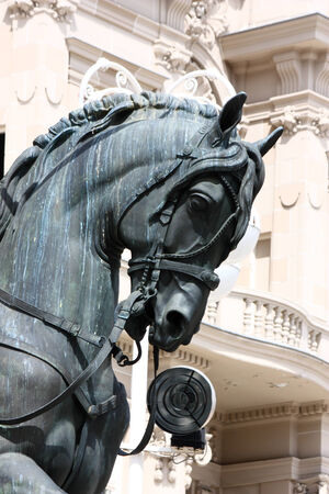 Bronze horse head, detail of the monumentのeditorial素材